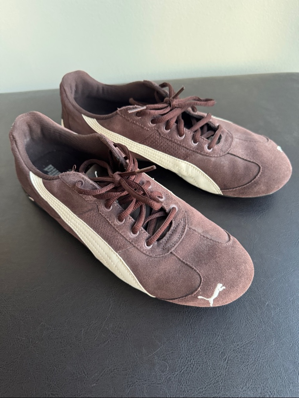 MAKE OFFER! Puma Brown Suede Sneakers with White Formstrip Men's 10.5US - Picture 2 of 11